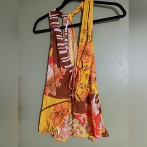 Free People Hot Tropics Tank in Mango Combo Floral Boho Size XLarge  XL Nwt